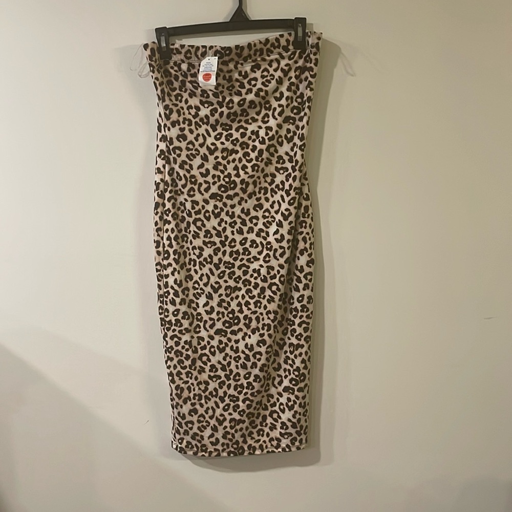 leopard strapless dress